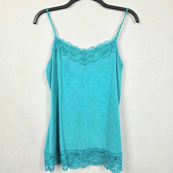 Cato Blue Lace Trim Cami Tank Top Size L - Picture 1 of 6